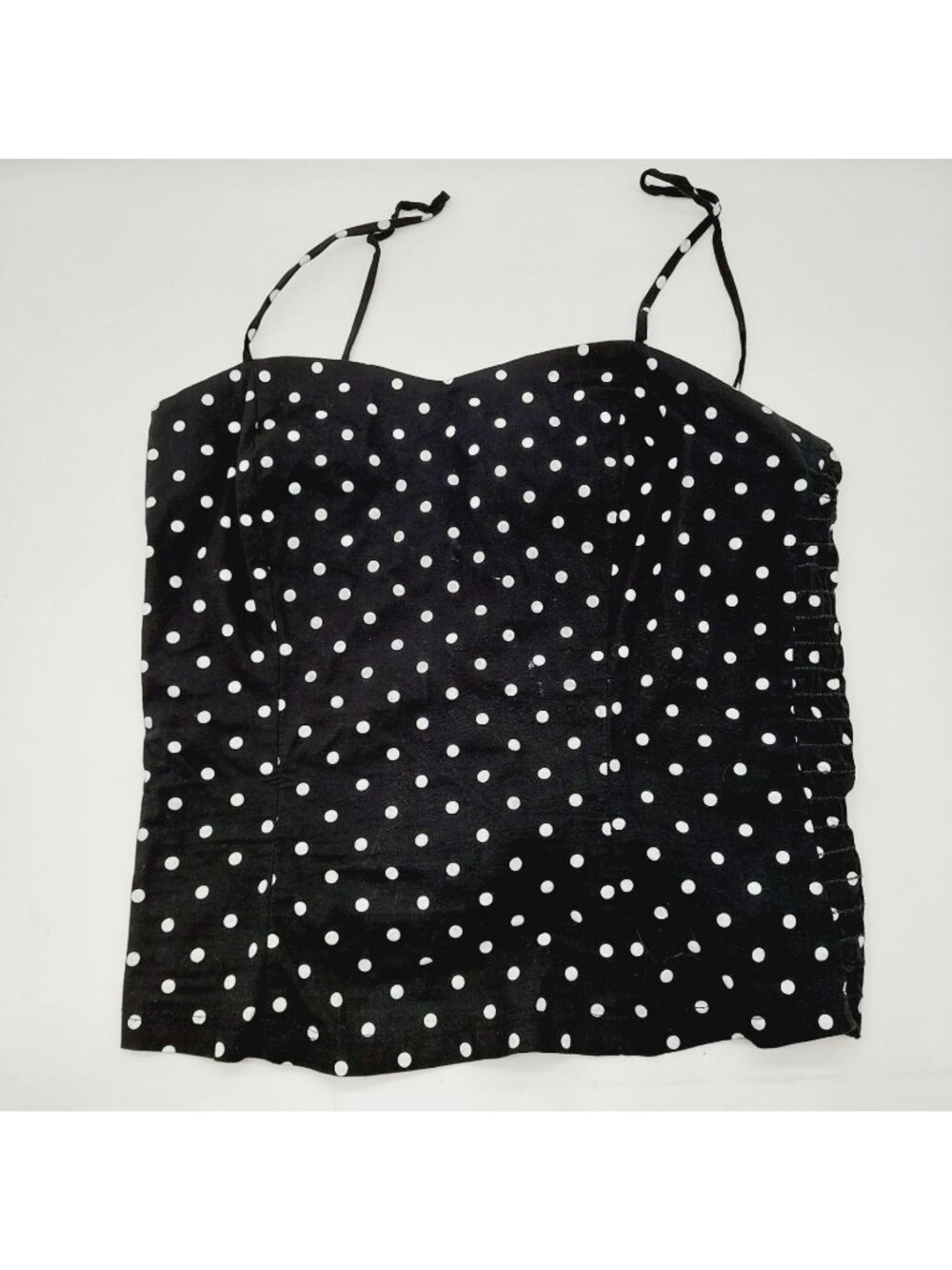 Body C Womens Tank Top Medium White Black Polka Dot Spaghetti Strap y2k READ